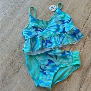 NEW 🆕 Kids Swimwear Set in Blue Floral Pattern 4/5 years